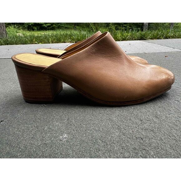 Nisolo Shoes - Nisolo Womens Mule Shoes Size 8.5 Brown Leather Chunky Heel Closed Toe